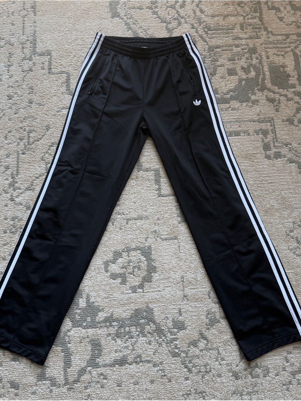 adidas Firebird Classic Track Pants - Black with White Stripes - Picture 2 of 5
